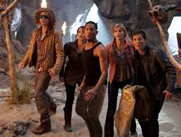 Tyson, Clarisse, Grover, Annabeth, and Percy  in Polyphemus's cave